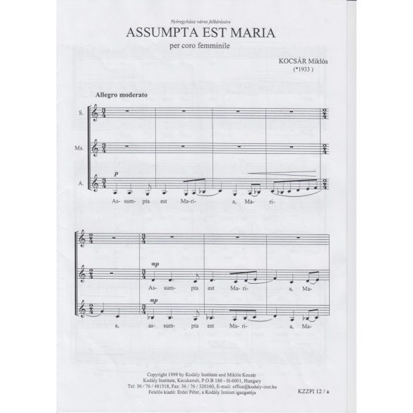 KOCSÁR Miklós: Assumpta est Maria per coro femminile